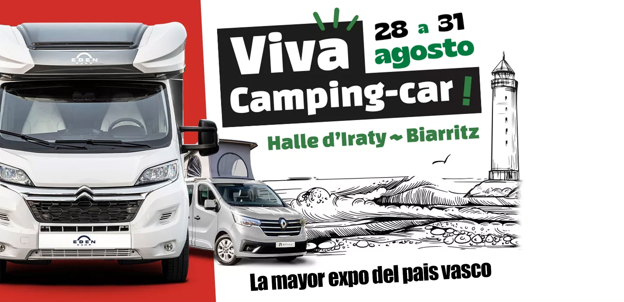 Feria de la autocaravana Viva Camping-car Biarritz agosto 2025 con autocaravanas, campers y vans